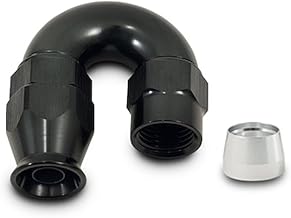 Vibrant Power 28808 Fitting, Hose End, Full Flow, PTFE, 180 Degree, Reusable, 8AN Hose, 8AN Female Thread, Aluminum, Black Anodized, use with Vibrant 18000 series PTFE Lined Flex Hose, each