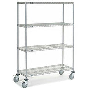 Chrome Wire Shelf Truck by Nexel – 47"L x 18"W x 69"H, 12-Gauge Steel, Chrome, Model C18486PCB4
