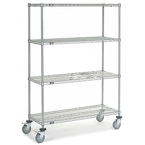 Chrome Wire Shelf Truck by Nexel – 47"L x 18"W x 69"H, 12-Gauge Steel, Chrome, Model C18486PCB4