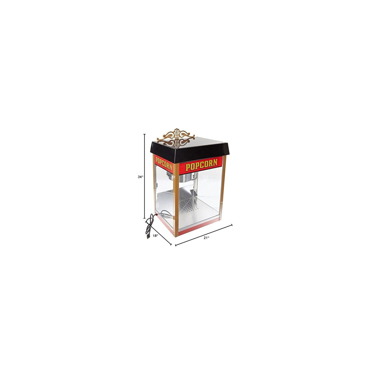 Benchmark Street Vendor Popcorn Machine by Benchmark USA – 8 Ounce, Aluminum, Red, Model 11080