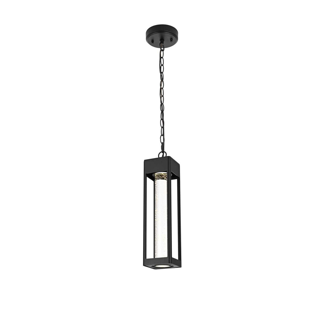 Amaris LED Outdoor Pendant Black by Lighting Design – Aluminium, Iron, and Glass, Black, Model OD604H15BK