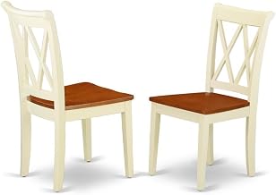 Furnifact Wooden Dining Chair with Ladder Back, Kitchen Chair for Dining Room Table and Dining Table Chairs Set, Set of 2