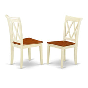 Wooden Dining Chair with Ladder Back by Furnifact – Wood, White/Brown, Pack of 2