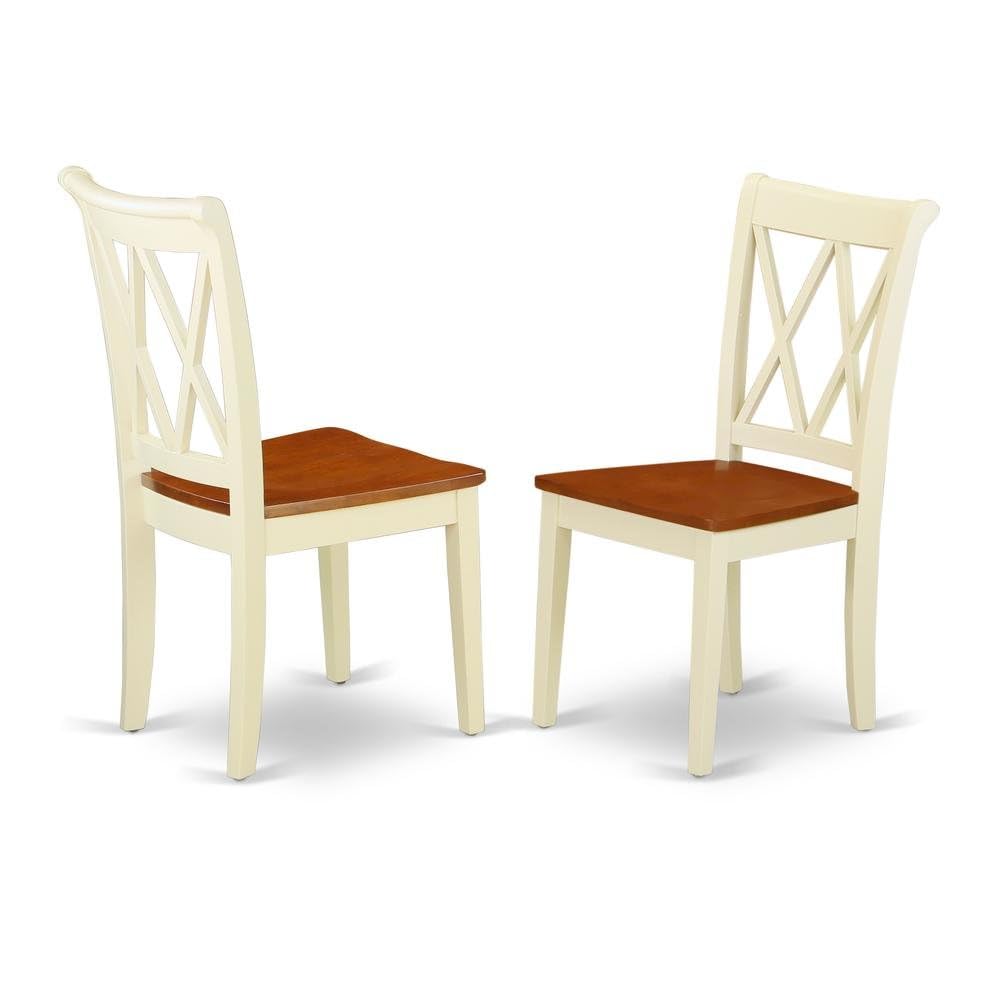 Wooden Dining Chair with Ladder Back by Furnifact – Wood, White/Brown, Pack of 2