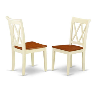 Wooden Dining Chair with Ladder Back by Furnifact – Wood, White/Brown, Pack of 2