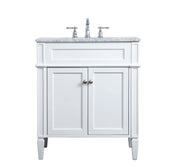 30 Inch Single Bathroom Vanity in White by Elegant Decor – 30" - Single, Wood, White, Model VF12530WH