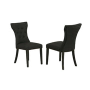 Wooden Parsons Dining Chair with Upholstered Seat by Furnifact – Wood, Black, Pack of 2