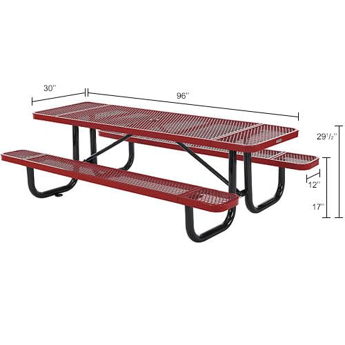 Global Industrial Red / Industrial / 96 inches x 30 inches x 29.5 inches Picnic Tables