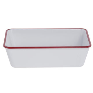 Serving Bowl Enamelware Look Melamine White/Red - 10 1/2 L x 6 1/2 W x 3 1/10 D by HUBERT – Melamine, White, Model 240511