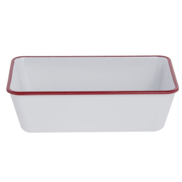 Serving Bowl Enamelware Look Melamine White/Red - 10 1/2 L x 6 1/2 W x 3 1/10 D by HUBERT – Melamine, White, Model 240511