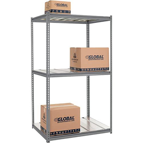 High Cap. Starter Rack 48Wx48Dx96H 3 Level Steel Deck 1500lb Per Shelf GRY by Global Industrial – Steel, Gray, Model 580940GY