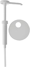 Tablecraft 1 Oz White Polypropylene Condiment Pump with 110mm Screw Top - 9" Dip Tube