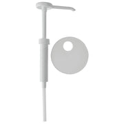 Tablecraft 1 Oz White Polypropylene Condiment Pump with 110mm Screw Top - 9" Dip Tube by HUBERT – 1 Ounces, Plastic, White, Model 662110