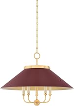 Hudson Valley Lighting MDS1403-AGB/CRN Clivedon - 5 Light Chandelier - 20.25 Inches Tall and 27.5 Inches Wide - Aged Brass/Soft Crimson