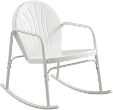 Outdoor Furniture Sets White 2-Piece Retro Rocking Chair Set with Armrests and Durable Construction Perfect for Relaxing in Garden or Patio