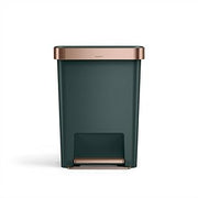 simplehuman Hybrid Step Can, 45L / 12 Gallon Rectangular Kitchen Trash Can, Studio Edition, Liner Rim System, Liner Pocket®, 150,000-Step Pedal, Lid Shox® Silent Close, Hunter Green Plastic