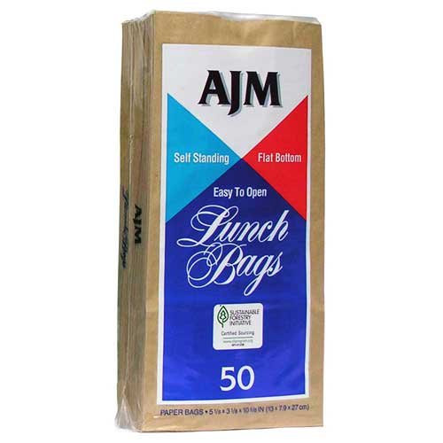 Lunch Bag Paper Bag by AJM Packaging – One Size, 30 pounds, blue green red, Pack of 1200, Model LB24LAJ