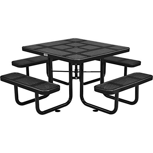 46" Square Picnic Table by Global Industrial – Perforated Metal, Grey, Model 694551GY