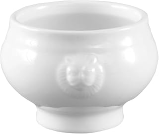 CAC China LN-12-P 12-Oz Lion-Head Bouillon 5-3/4" x 4-3/4" x 3-1/2" High, Super White Porcelain - 1 Each