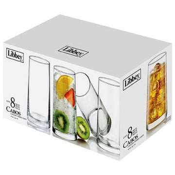 8 Piece Cabos Cooler Set by Libbey – 16 ounce, Glass, Clear, Model 55652