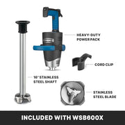 Waring 16" / Stainless Steel / WSB600X New 16” Shaft Hand Blenders