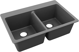Elkay ELG3322GT0 Quartz Classic 33" x 22" x 9-1/2" Double Bowl Drop-in Sink, Graphite