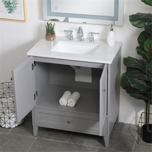 Elegant Decor 30" - Single / Brushed Nickel,grey / Traditional Bathroom Vanities