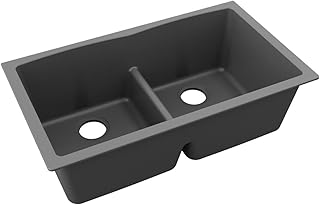ELGDULB3322GT0 Elkay Quartz Classic 33" x 19" x 10" Double Bowl Undermount Sink with Aqua Divide Graphite