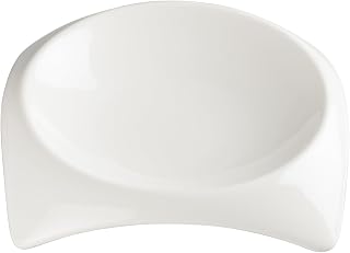 Winco WDP005-101, 5-1/2-Inch Dia 4 Oz Ardesia Carzola Porcelain Square Deep Bowl, Serving Salad Bowl, Fruit Platter, Dessert Plates, Bright White, 36/CS