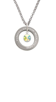 Crystal Clear AB Channel Drop Custom Engraved Affirmation Ring Necklace by Delight Jewelry – Crystal, white, Model 1703-NAF-F1591-C6506-F2409-CUSTOM