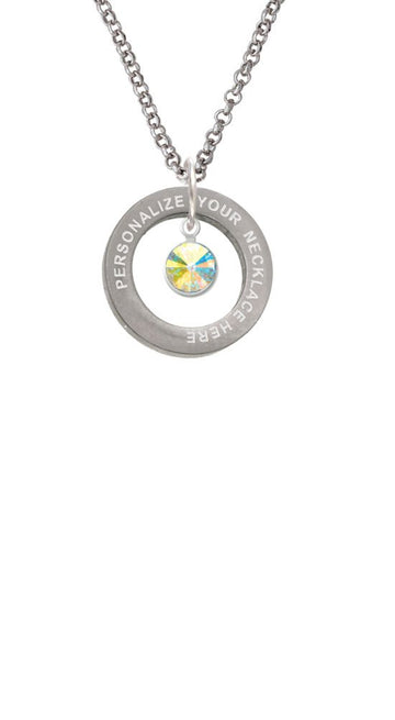 Crystal Clear AB Channel Drop Custom Engraved Affirmation Ring Necklace by Delight Jewelry – Crystal, white, Model 1703-NAF-F1591-C6506-F2409-CUSTOM