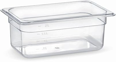HUBERT Fourth-Size Clear Polycarbonate Cold Food Pan -10 3/7" L x 6 7/16" W x 4" D