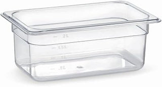 HUBERT Fourth-Size Clear Polycarbonate Cold Food Pan -10 3/7" L x 6 7/16" W x 4" D