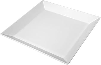 Cal-Mil SR252 Large Melamine Square Platter, 11.75" Width x 11.75" Diameter x 1" Height, White (Pack of 3)