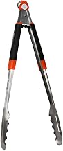 Mr. Bar-B-Q Deluxe Locking Tongs Stainless Steel with Non-Slip Rubber Grip 16 in