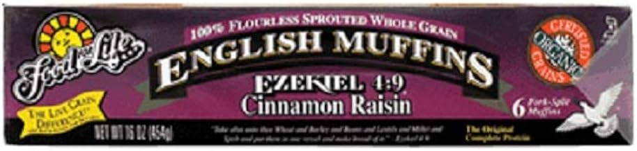 Ezekiel Cinnamon Raisin Sprouted Whole Grain English Muffins by Food for Life – 16 Ounce (Pack of 6), Pack of 6