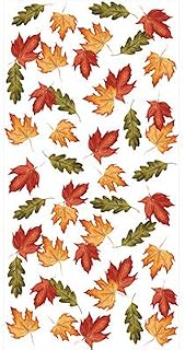 Creative Converting Club Pack Thanksgiving Party Decoration Fall Leaves Printed Plastic Banquet Roll 40in x 50ft, Box of 2 Rolls