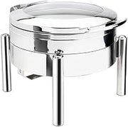 3978GS Jazz 6 Qt. Stainless Steel Round Induction Chafer with Pillar'd Stand and Hinged Glass Dome Cover