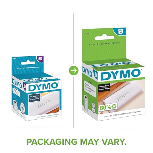 DYMO 2 / 1.12" x 3.5" / Black on White Address Labels