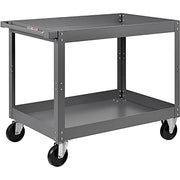 2 Shelf Deep Tray Steel Stock Cart by Global Industrial – 3"L x 24"W x 32"H, 12-Gauge Steel, Gray, Model 988843