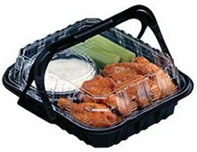 Small Black Base Plastic Mealmaster Chicken Container with Clear Dome Lid - 100 per case