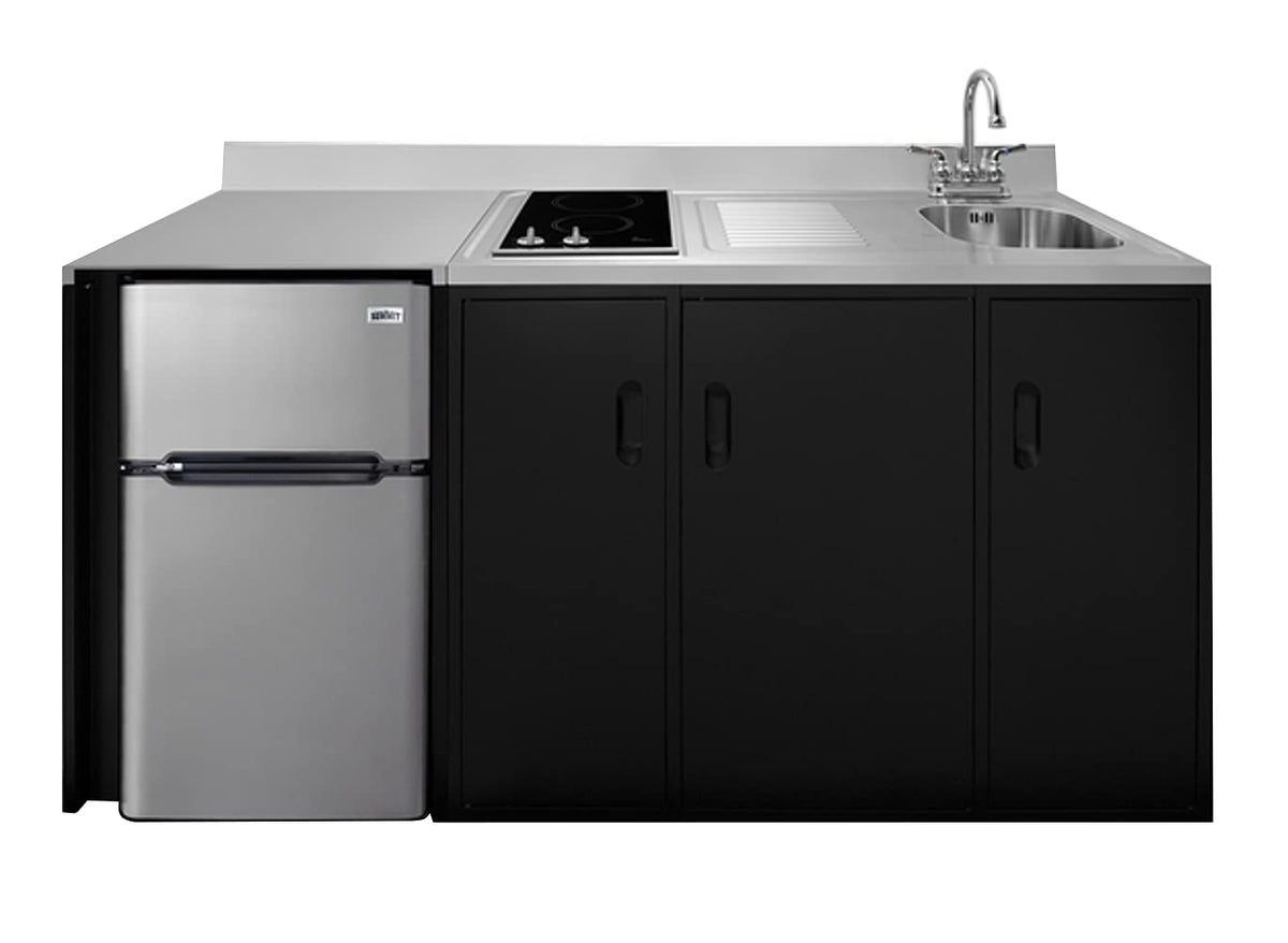 CK72ADASINKR 72 Wide All-In-One Kitchenette by Summit Appliance – 12.25 x 13.75 inches, 3.2 cubic_feet, Glass, Black