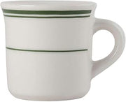 Tuxton TGB-038 Vitrified China Green Bay Canton Mug, 9 oz, Eggshell with Green Band and Line (Pack of 36),