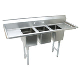 Triple Fabricated Bowl 3 Compartment Scullery Sink Size: 42" H x 58" W x 19.5" D by Advance Tabco – Stainless Steel, Silver, Model K7-CS-21