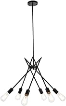 Lucca 6-Light Mid-Century Metal Pendant in Black
