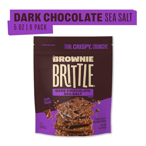 Brownie Brittle Dark Chocolate Sea Salt / 5 Ounce (Pack of 6) / Gift Box Brittle