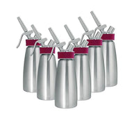 iSi North America Six - 1 Pint / Stainless Steel/Red / Gourmet Whipper Cream Chargers & Whippers