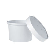 Solo KHB8A-2050 8 oz White Paper Food Container And Lid (Case of 250 Containers w/Lids)