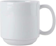 Tuxton Mugs, Cups & Saucers Porcelain White 11-Ounce Stackable Yukon Mug, Case of 24, Bright White; Scratch Resistant; Chip Resistant; Lead & Cadmium Free; Dishwasher, Microwave, Oven Safe