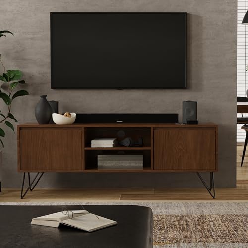 SIMPLIHOME Walnut Veneer / 60 inch / Low TV Stand Television Stands & Entertainment Centers